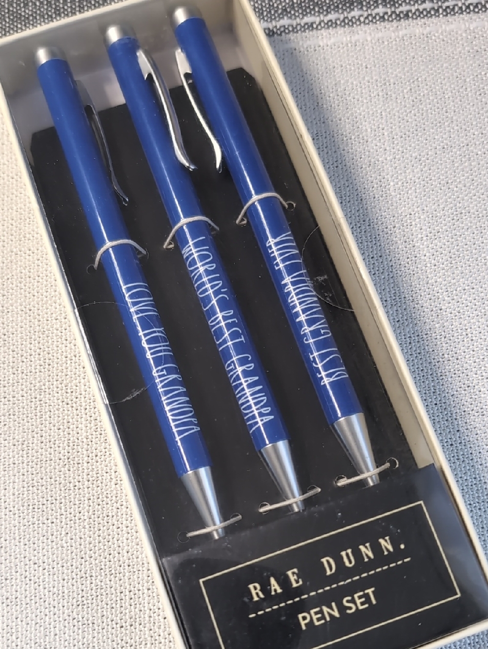 Rae Dunn Royal Blue Ballpoint 3pc Pen Set - For Grandpa
